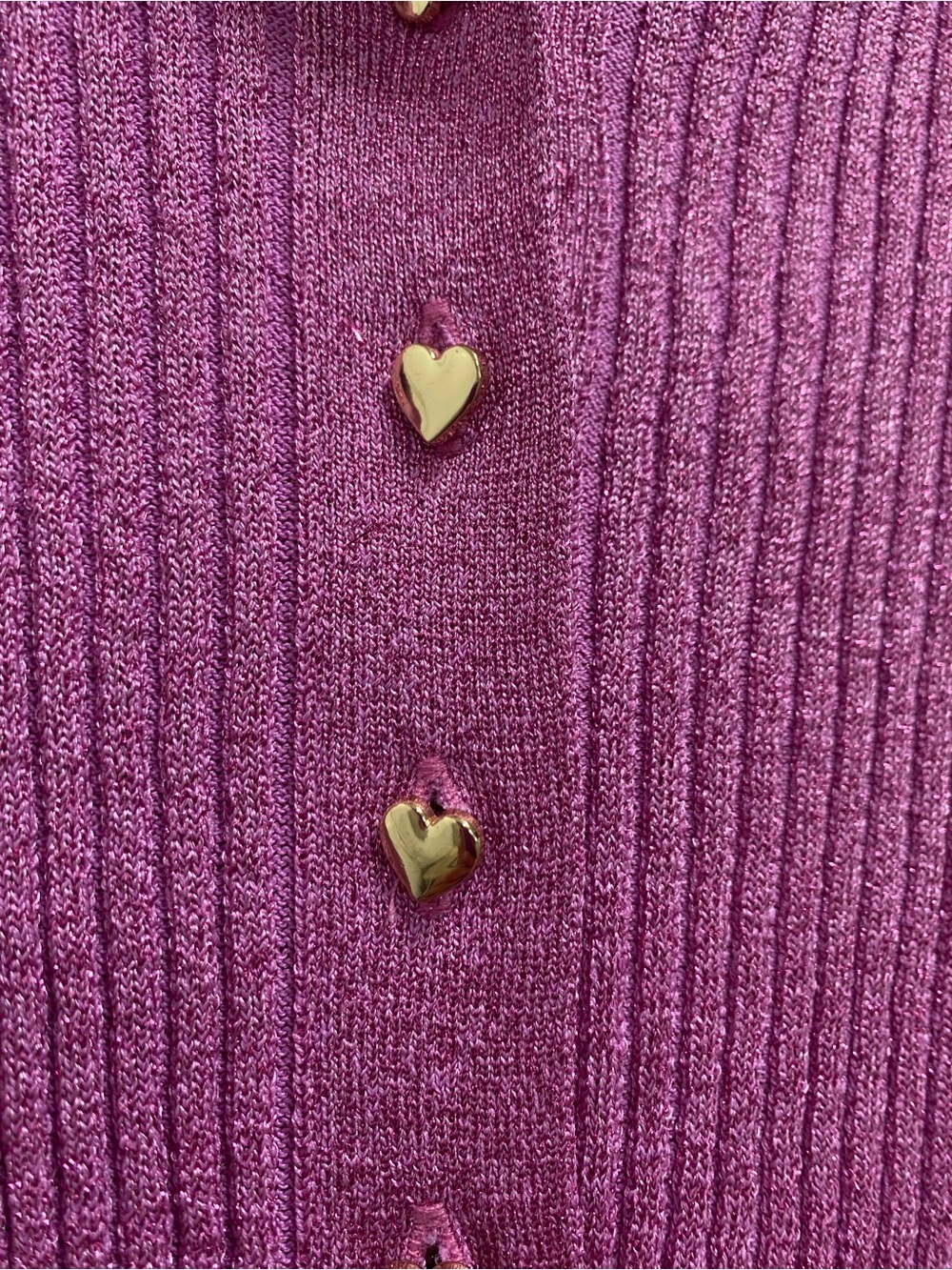 LoveShackFancy Pink Ribbed Heart-Button Cardigan - Picture 3 of 10